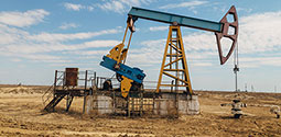 Fracking machine in barren field