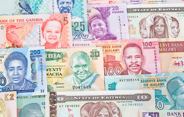 A montage of banknotes from various African countries.