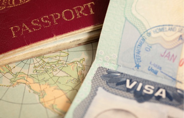 A passport and visa document
