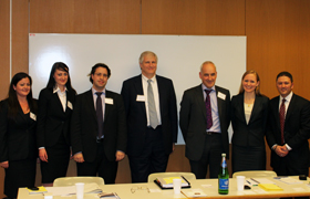The Queen Mary, University of London Vis Moot Team at their oral arguments in Vienna