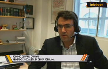 Professor Rodrigo Olivares-Caminal speaking on Infobae TV Argentina