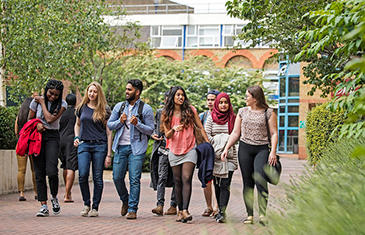 Students walking through the QMUL campus