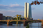 Image of Frankfurt's Green Bridge with the European Central Bank building in the background
