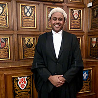 Kamran Khan in his barrister's gown and wig