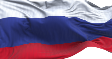 An image of the white, blue and red banded Russian flag.