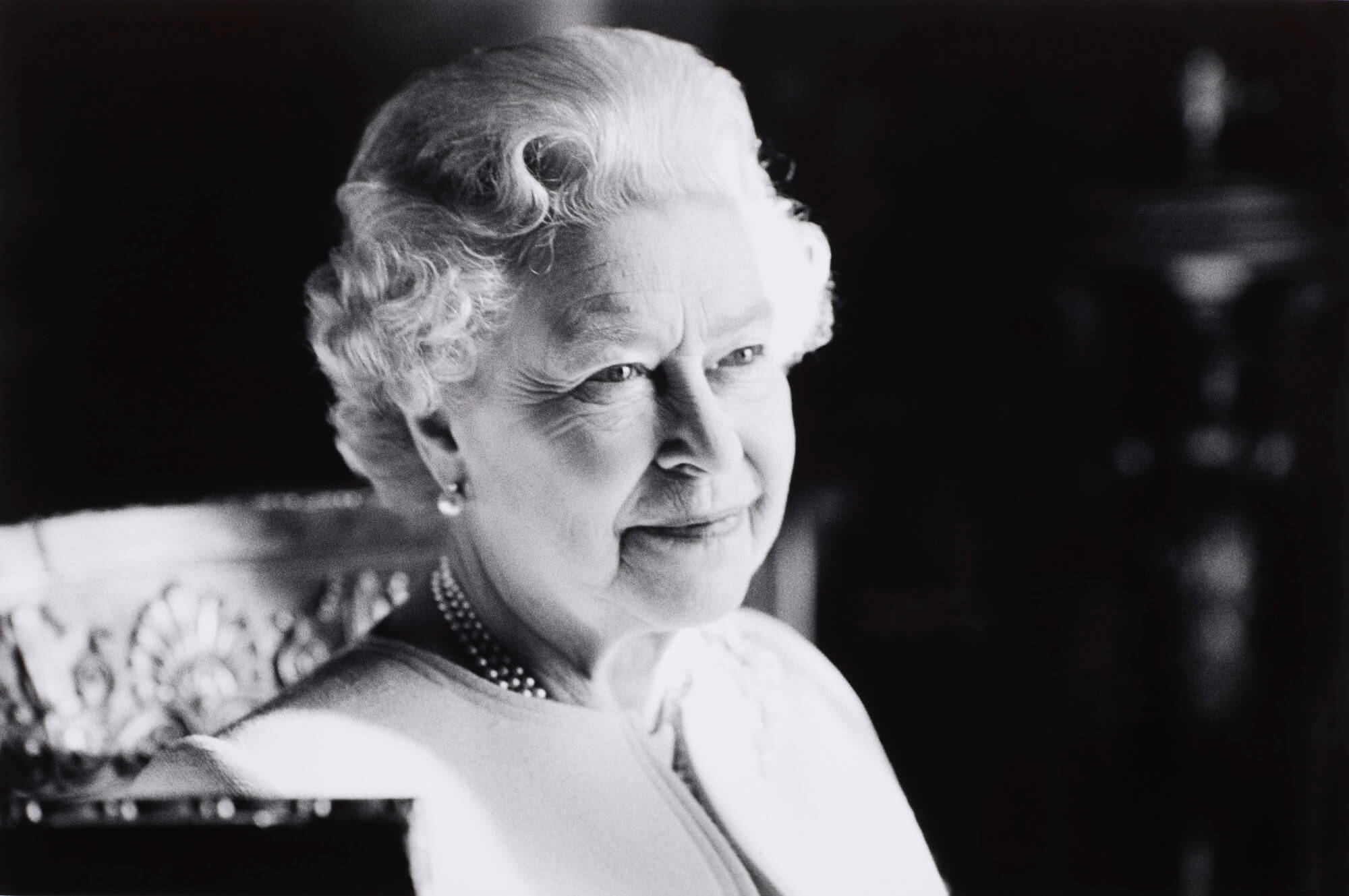 Black and white photo of Her Majesty The Queen, Elizabeth II