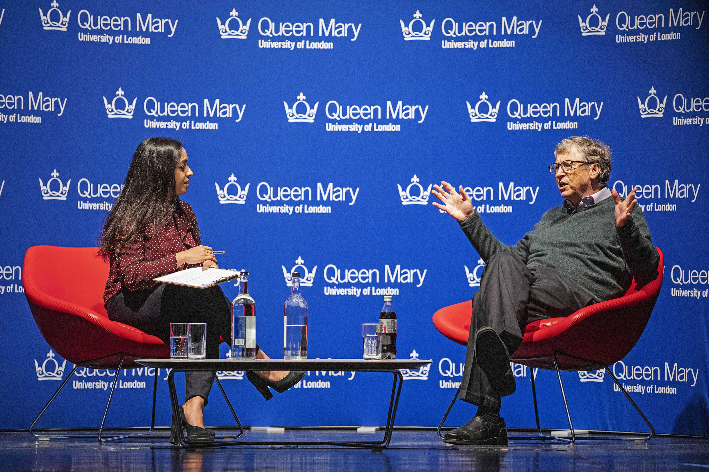 Bill gates being interviewed at a Queen Mary event 