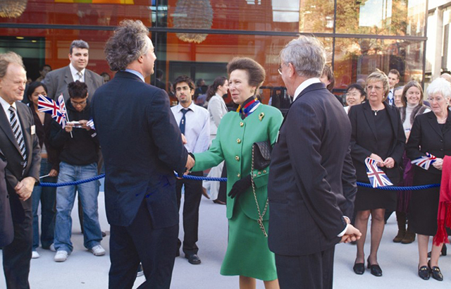 Principal greets the Princess Royal outside Blizard