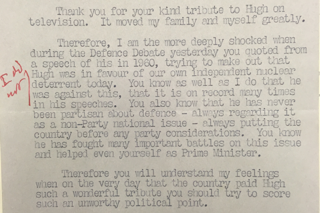 An excerpt of the letter, copyright National Archives 