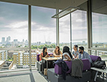 Queen Mary students can see stunning views across London from the Graduate Centre, a new £39m building added to our Mile End campus in 2017.