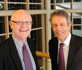 Warwick's Vice Chancellor Nigel Thrift and Queen Mary's Principal Professor Simon Gaskell