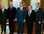 Robert Engle (second left) with President George W. Bush and fellow Nobel Laureates