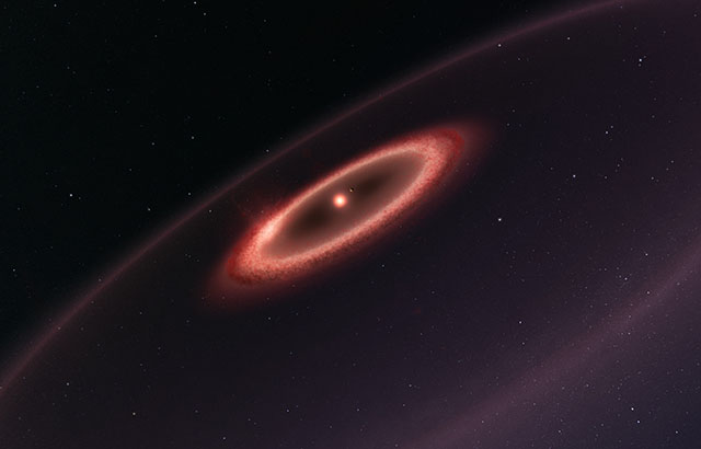 Artist’s impression of the dust belts around Proxima Centauri. Credit: ESO/M. Kornmesser