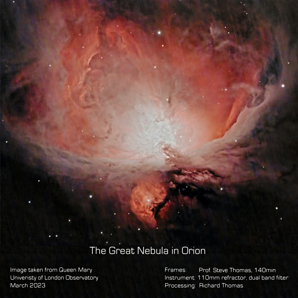 The Great Nebula in Orion captured by Professor Steve Thomas, using the QM automated observatory