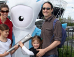 Dr Proulx and family with Mandeville, the Paralympic mascot