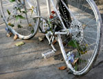 'Ghost bike' left as a tribute to a cyclist killed on the road