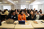 qLegal students having a discussion at an event