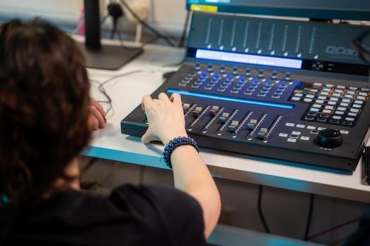 student using editing facilities