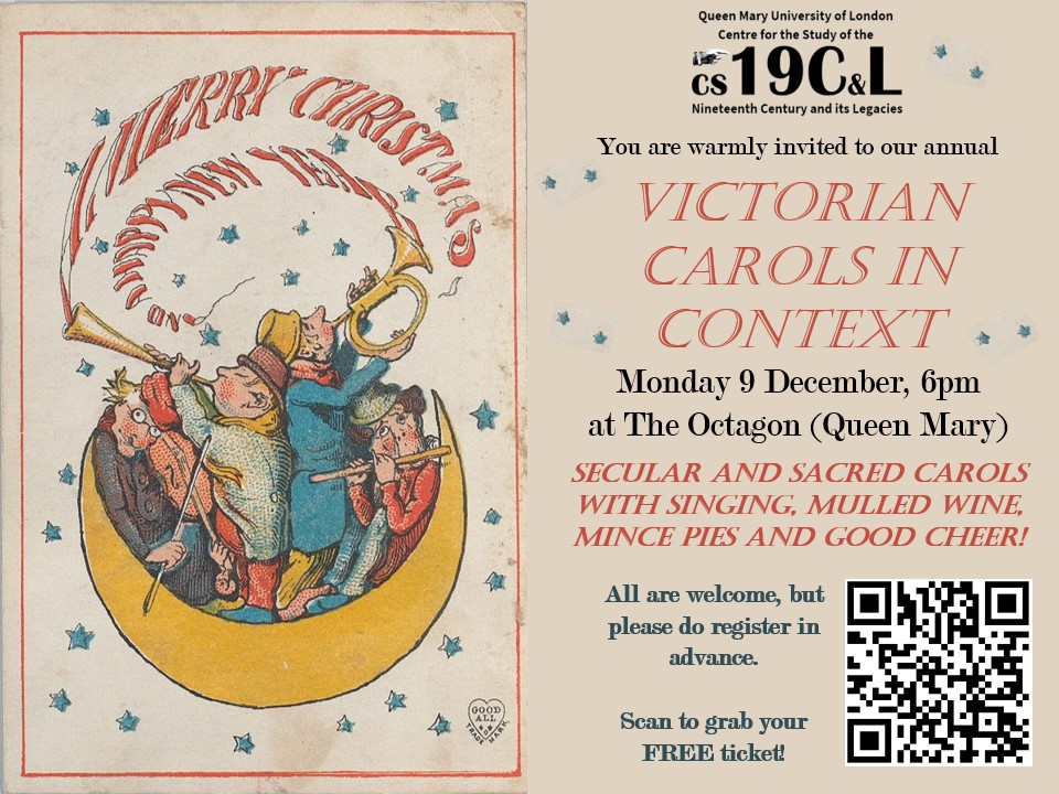Poster for Carols in Context 2024 showing a Victorian Christmas card