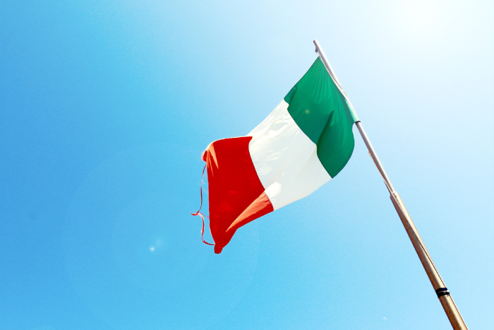 The Italian Flag blowing in the wind