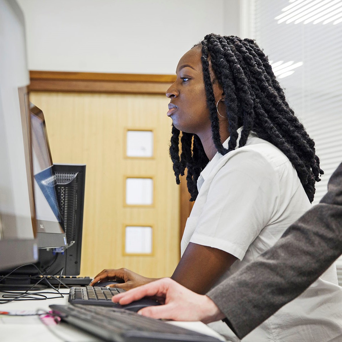 Student searching on a computer