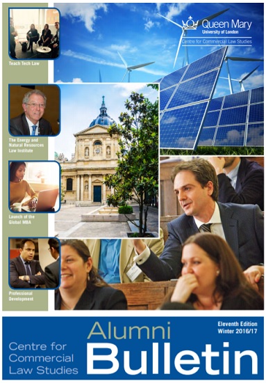 Front cover of alumni bulletin showing Prof Brekoulakis of the School of Arbitration