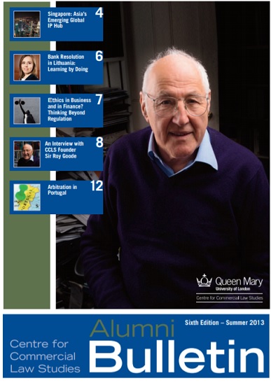 Front cover of the 6th edition of the CCLS Alumni Bulletin showing founder Professor Sir Roy Goode