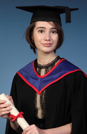 CCLS alumna Anastasia Simonova on graduation day 2019