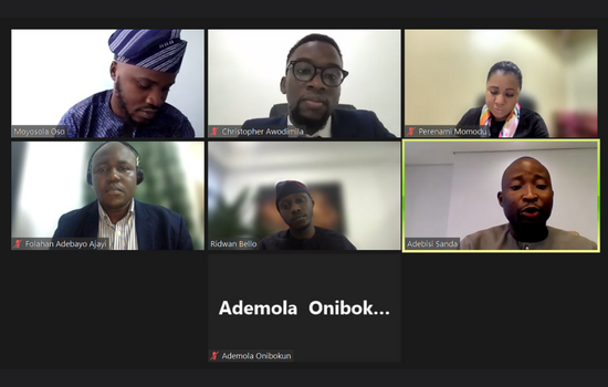 Screenshot of the Nigeria chapter zoom event. 7 chapter members on screen in discussion.