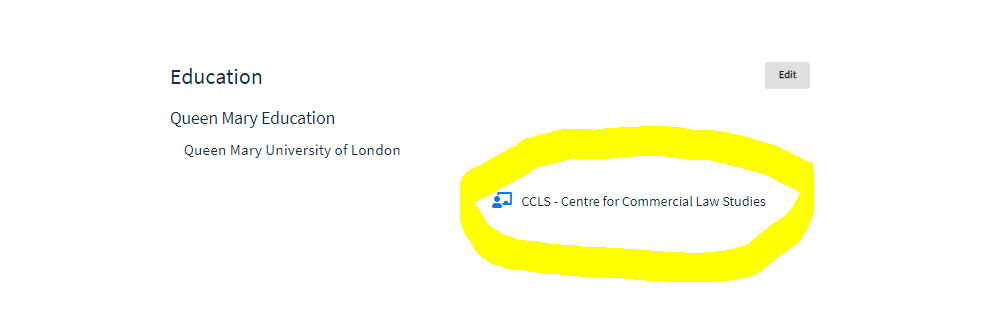 Queen Mary Network sign-up page showing CCLS correctly listed under Education