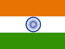 India national flag - orange white green horizontal stripes with blue emblem in centre