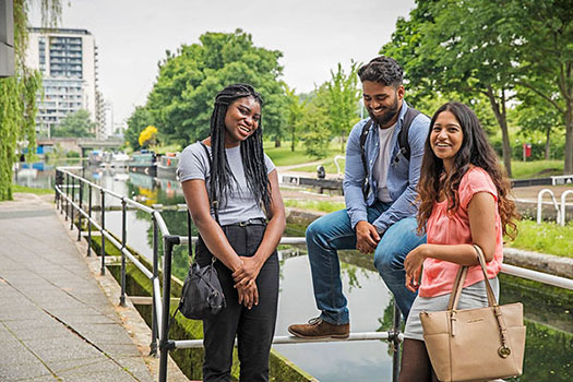 Queen Mary students sat next to Regent's Canal in Mile End