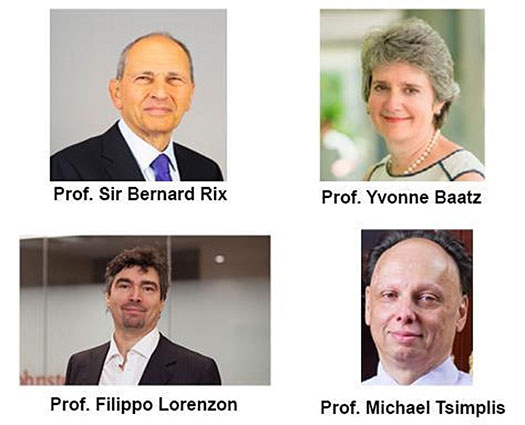 Top left: Prof Sir Bernard Rix, Top right: Prof Yvonne Baatz, bottom left: Prof Filippo Lorenzo, bottom right: Prof Michael Tsimplis