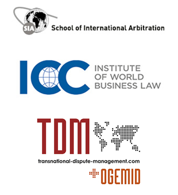 School of International Arbitration, Institute of World Business Law and TDM logos
