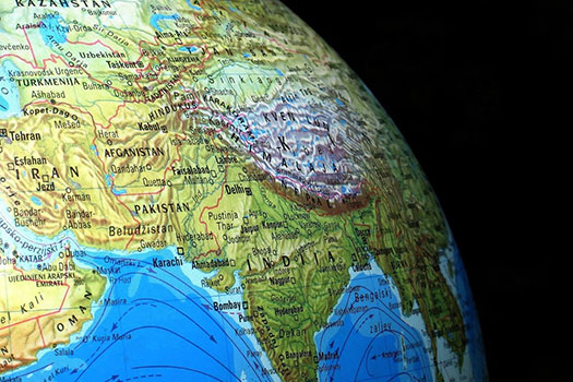 A map of asia on a globe