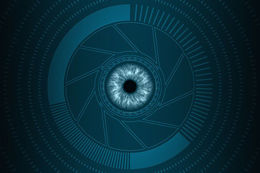A digital image of an eye representing surveillance