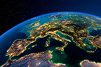 Satellite image of Europe at night 