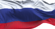 An image of the white, blue and red banded Russian flag.