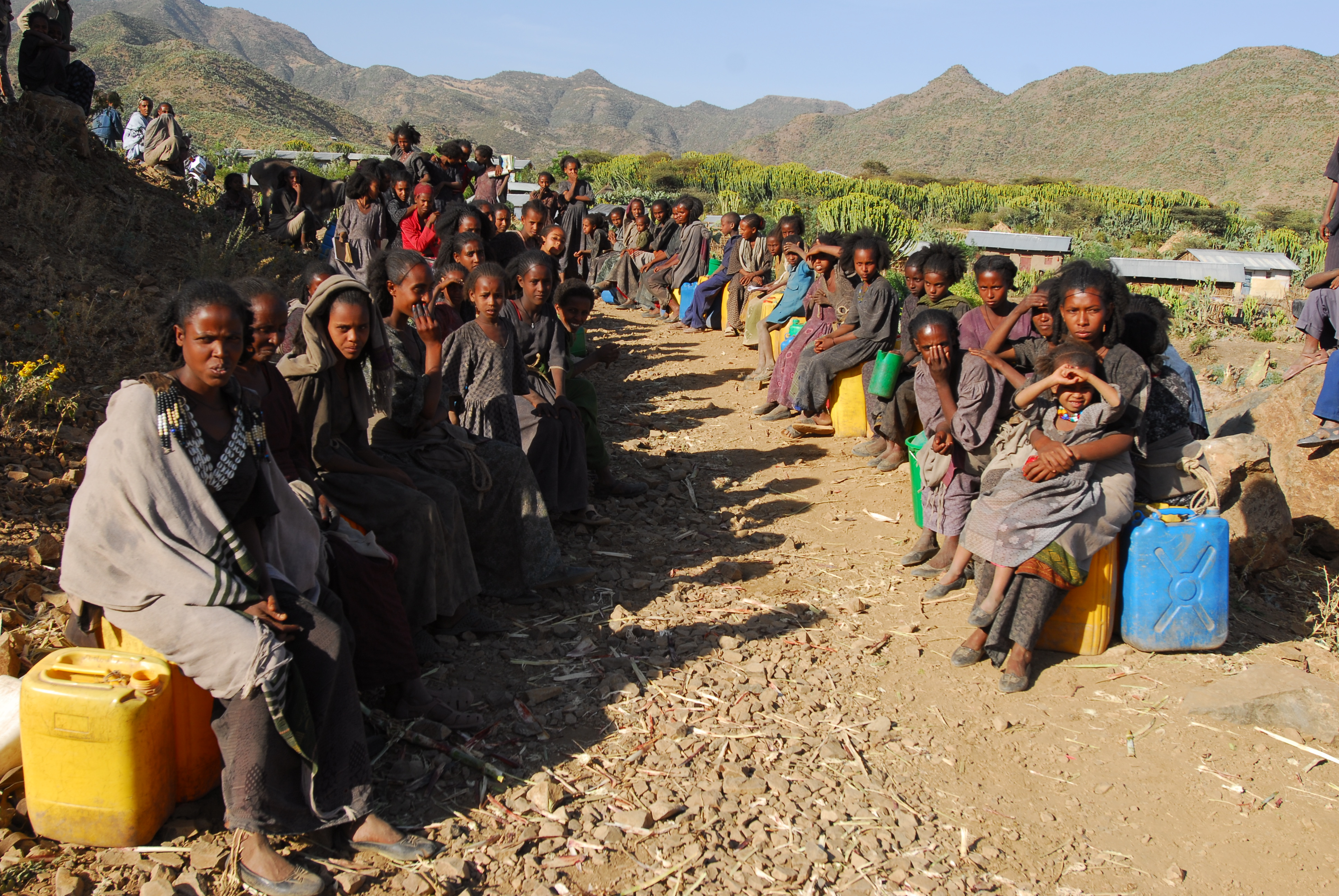 Women waiting for clean water in Tigray, Ethiopia