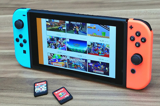 A Nintendo Switch displaying the online game store