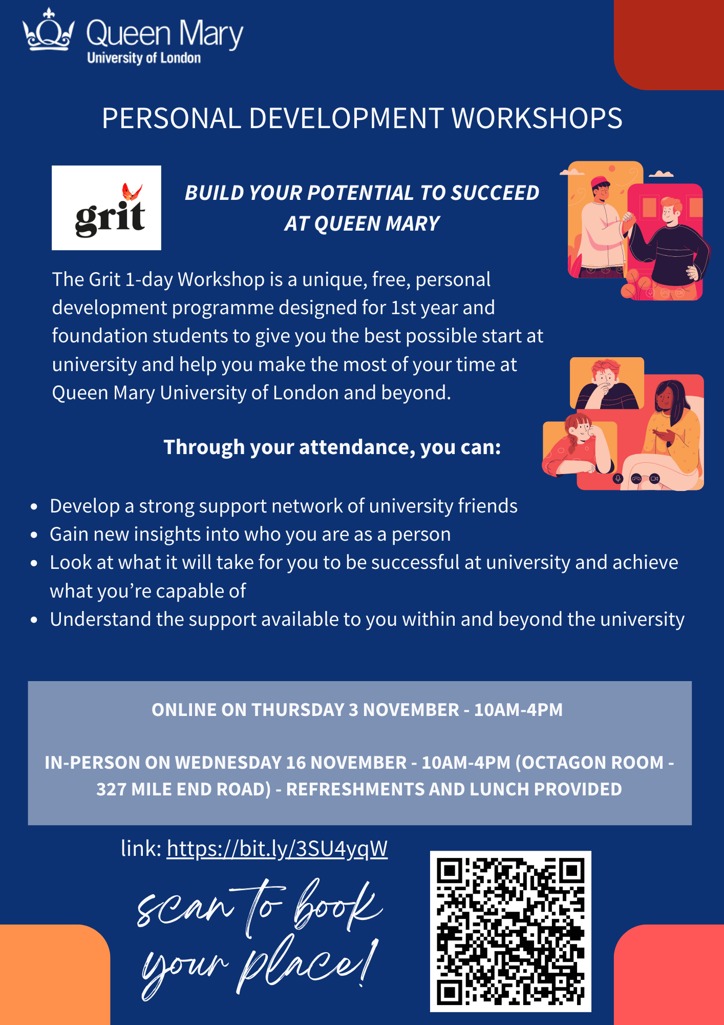 Grit Personal Development Workshops Flyer with information for workshops in November 2023