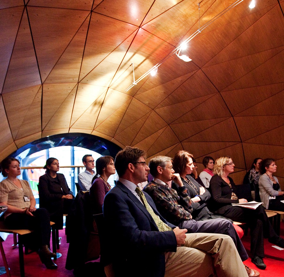 audience at Research Seminar in Small Cloud meeting room within the Blizard Building on Queen Mary's Whitechapel campus