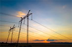 Pylons in Ukraine at sunset