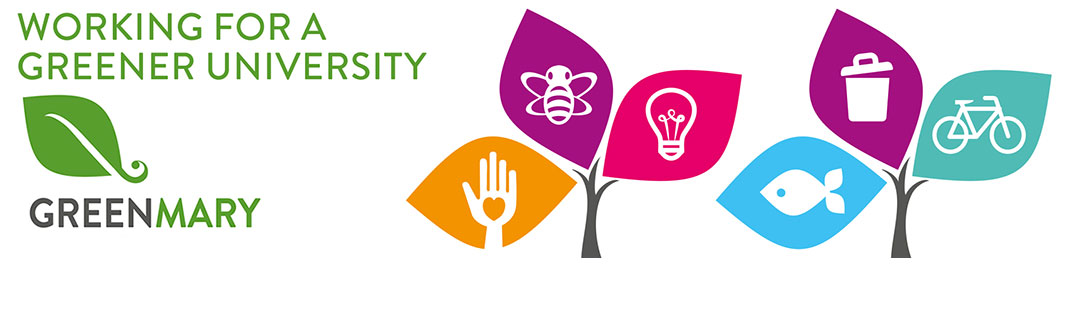 The slider shows the Green Mary logo, part of the sustainability team at Queen Mary University with the heading: find out more about Green Mary