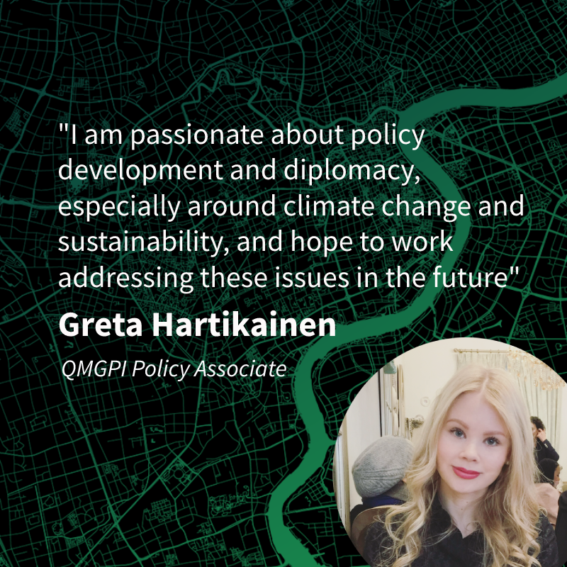 A quote from Greta Hartikainen, Policy Associate alumni