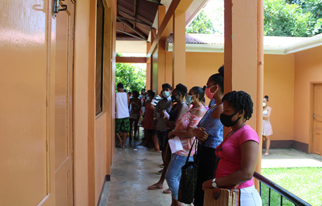 Vaccination centre in the Seychelles