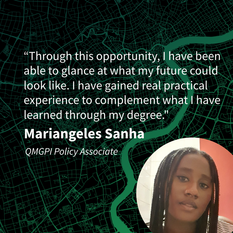 A quote from Mariangeles Sanha, Policy Associate alumni