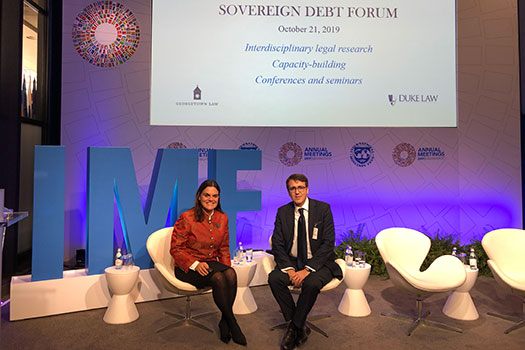 Rosa Lastra and Rodrigo Olivares-Caminal at the launch of the Sovereign Debt Forum