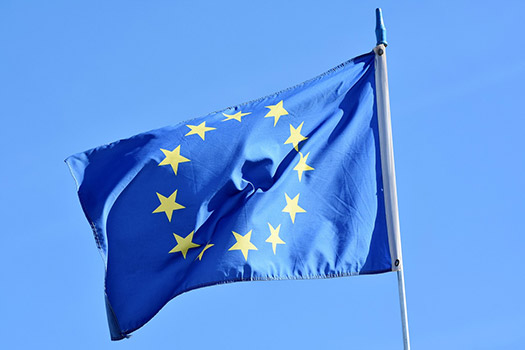 European flag blowing in the wind