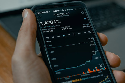 A phone screen displaying a financial chart